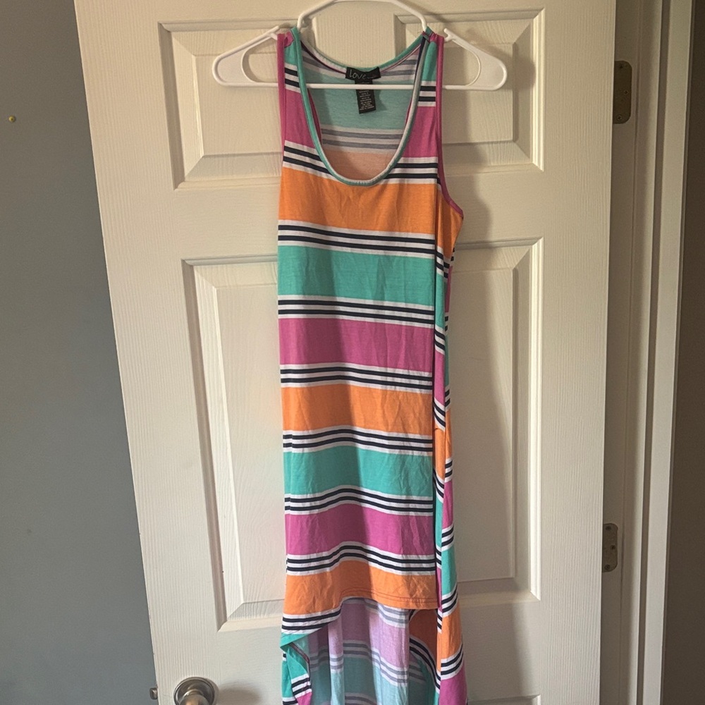 Love J Multicolor Striped High Low Dress